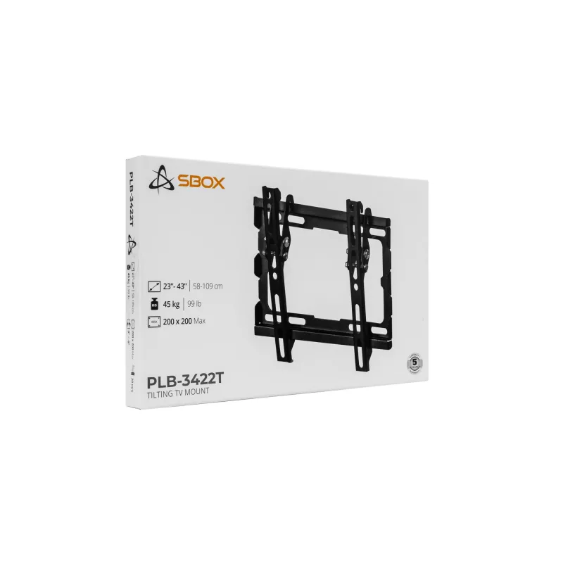 Supporto a parete per TV SBOX PLB-3422T-2, inclinabile, per 23–43 pollici / 45 kg, VESA 200×200