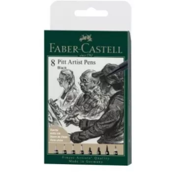 Faber-Castell Pitt Artist Pen 167158, nero, 8 pz