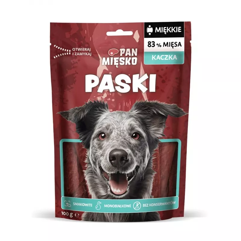 Snack per cani Pan Mięsko Strisce di Anatra 100 g