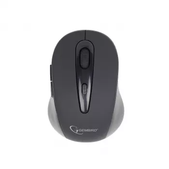 Mouse ottico wireless Bluetooth GEMBIRD MUSWB2 — per destrimani, 1600 DPI, 6 tasti, nero/grigio, batterie AAA