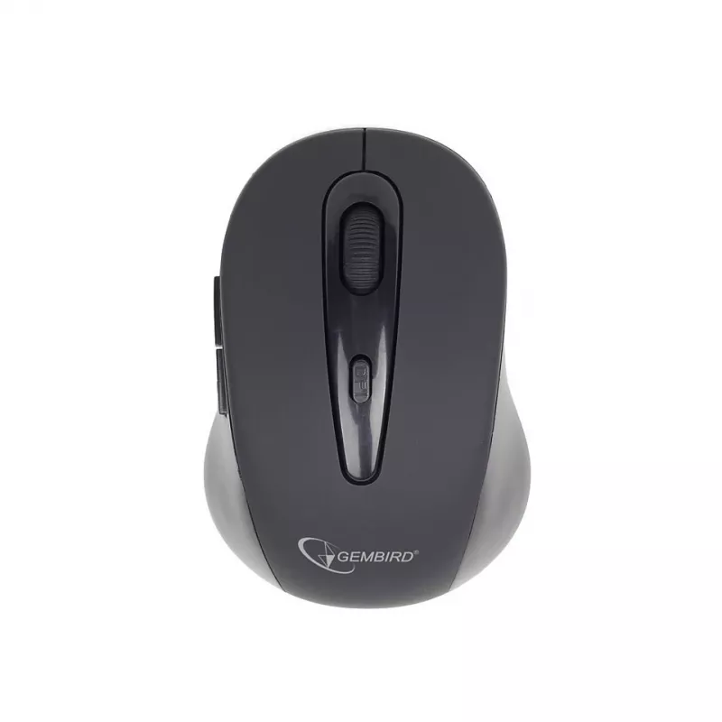 Mouse ottico wireless Bluetooth GEMBIRD MUSWB2 — per destrimani, 1600 DPI, 6 tasti, nero/grigio, batterie AAA