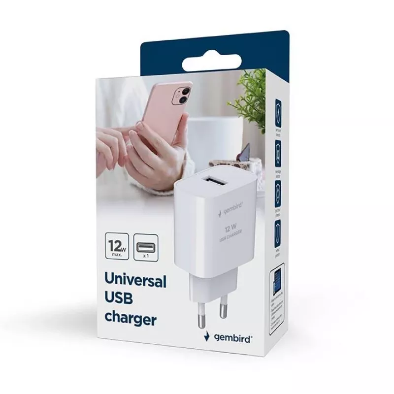 CARICABATTERIE USB UNIVERSALE 2.4A/BLACK TA-UC-1A12-01-BK GEMBIRD