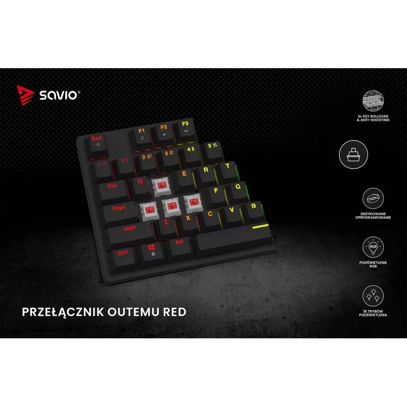 Tastiera meccanica RGB Tempest X2 Outemu Red Savio Savgk-tempest X2 Red