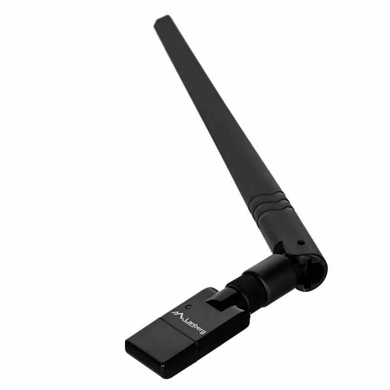 Adattatore USB Wi-Fi LANBERG NC-0300-WIE, USB 2.0, due antenne esterne 5 dBi, Wi-Fi 300 Mbit/s, Ethernet/Wi-Fi, nero