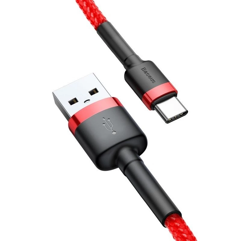 Cavo USB 2.0 A a USB-C Baseus CATKLF-B09 1m QC3.0 treccia in nylon rosso, ricarica rapida e sincronizzazione dati