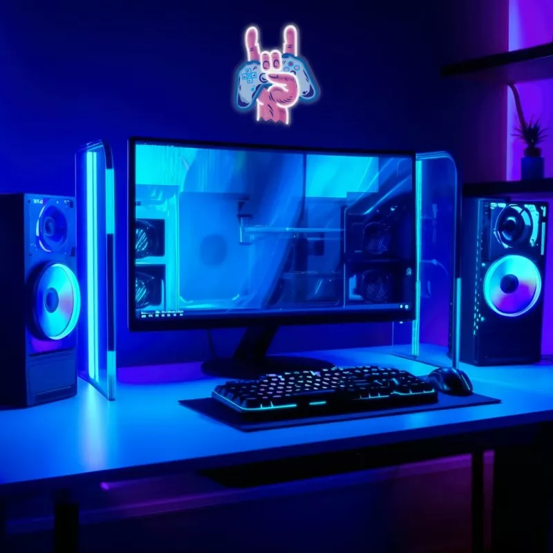 Neon Lights MANTA SNL109MT mano con gamepad insegna neon, illuminazione LED decorativa per setup gaming