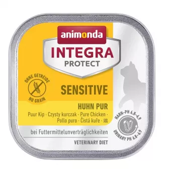 Cibo umido per gatti Animonda Integra Protect Sensitive Pure Chicken 100 g, senza cereali, senza glutine, per gatti adulti, supporto allergie