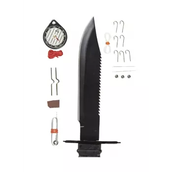 Coltello da sopravvivenza a lama fissa Mil-Tec Special Forces 15368000 – acciaio inox, full tang, lunghezza totale 310 mm, lama 185 mm, nero