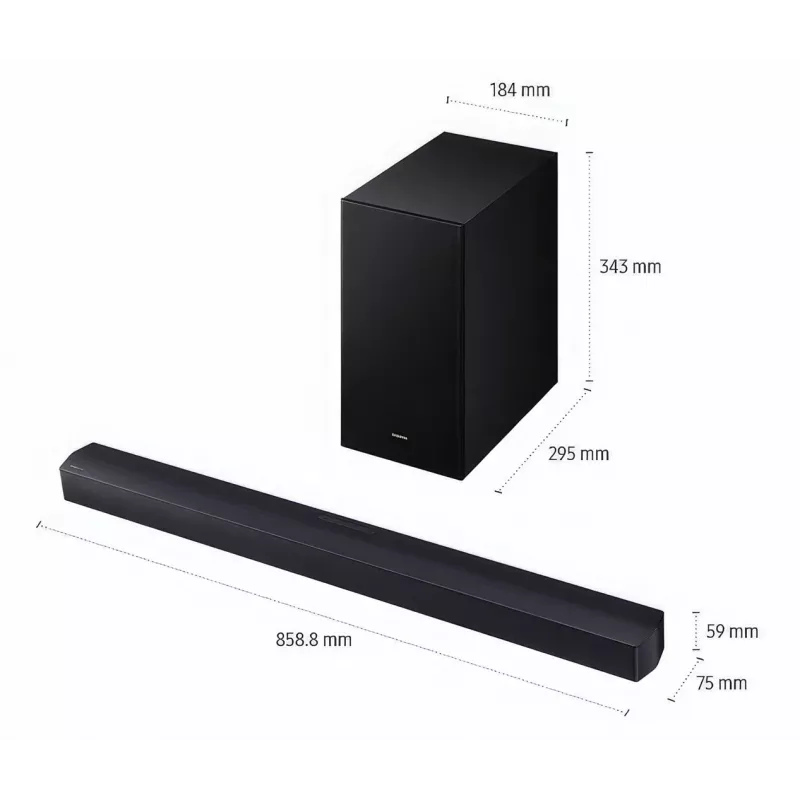 Soundbar Samsung HW-B450F/EN 2.1 canali Bluetooth con subwoofer wireless, 300 W RMS, Dolby Audio, ARC