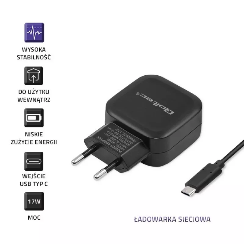 Qoltec 50188 caricabatterie per dispositivi mobili laptop, smartphone, smartwatch, tablet, telefono, universale nero AC, DC interno