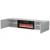 Mobile TV Cama Meble TULA con camino elettrico, 1830×350×370 mm, piano e cornice bianco opaco