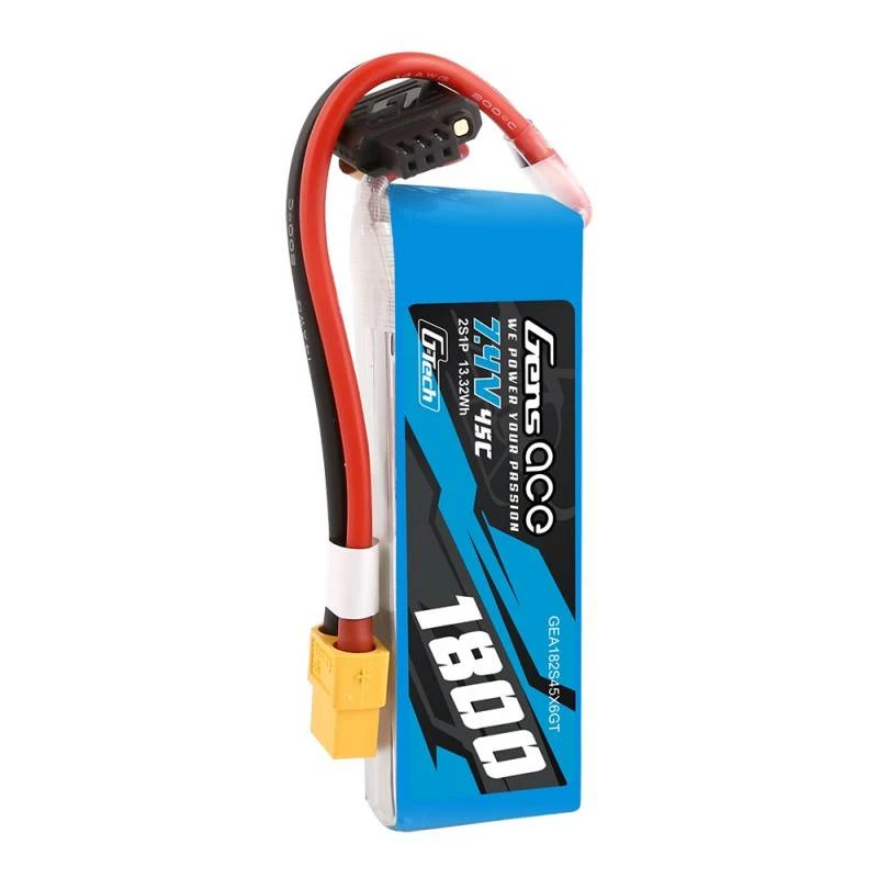 GensAce G-Tech LiPo 1800mAh 7.4V 45C 2S1P XT60 batteria ricaricabile