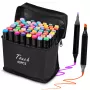Set di pennarelli Extralink MARKERY 60SZT — 60 pezzi, punte a pennello e tonde, colori nero/corallo/menta/moka/sky