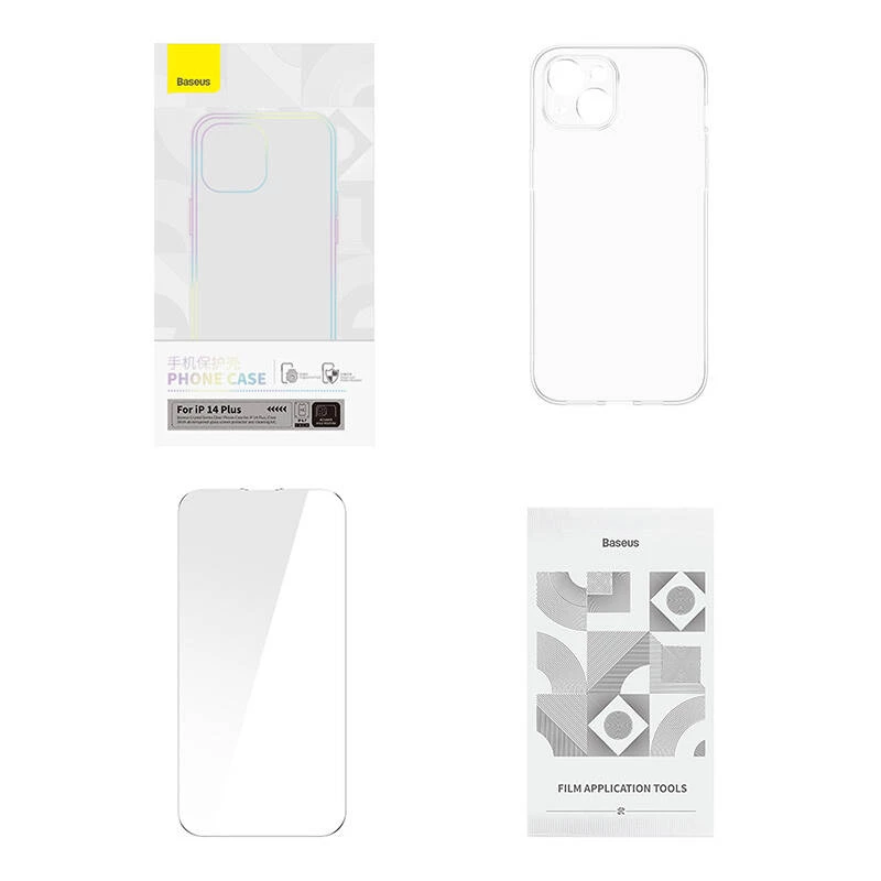 Custodia protettiva Baseus Crystal Series per iPhone 14 Plus con retro in vetro temperato