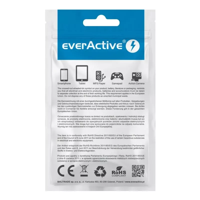 Cavo everActive USB Lightning 1 m - bianco, silicone, ricarica rapida, 2,4A - CBS-1IW