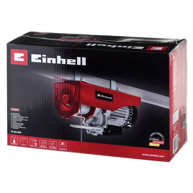 Einhell TC-EH 600 2255150 paranco elettrico a fune, 1050 W, 600 kg, 8 m/min, rosso