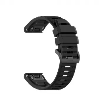Cinturino in silicone FIXED per Garmin QuickFit 26mm Nero — cinturino di ricambio per orologio 26 mm