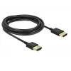 DeLOCK Slim High Quality - cavo HDMI con Ethernet - HDMI (M) a HDMI (M) - 25 cm - tripla schermatura - nero - supporto 4K (85117)