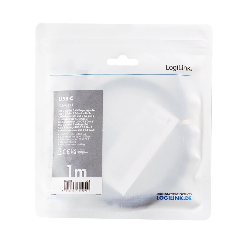 USB 3.2 Gen2 Type-C a USB-C femmina, PD, 1 m