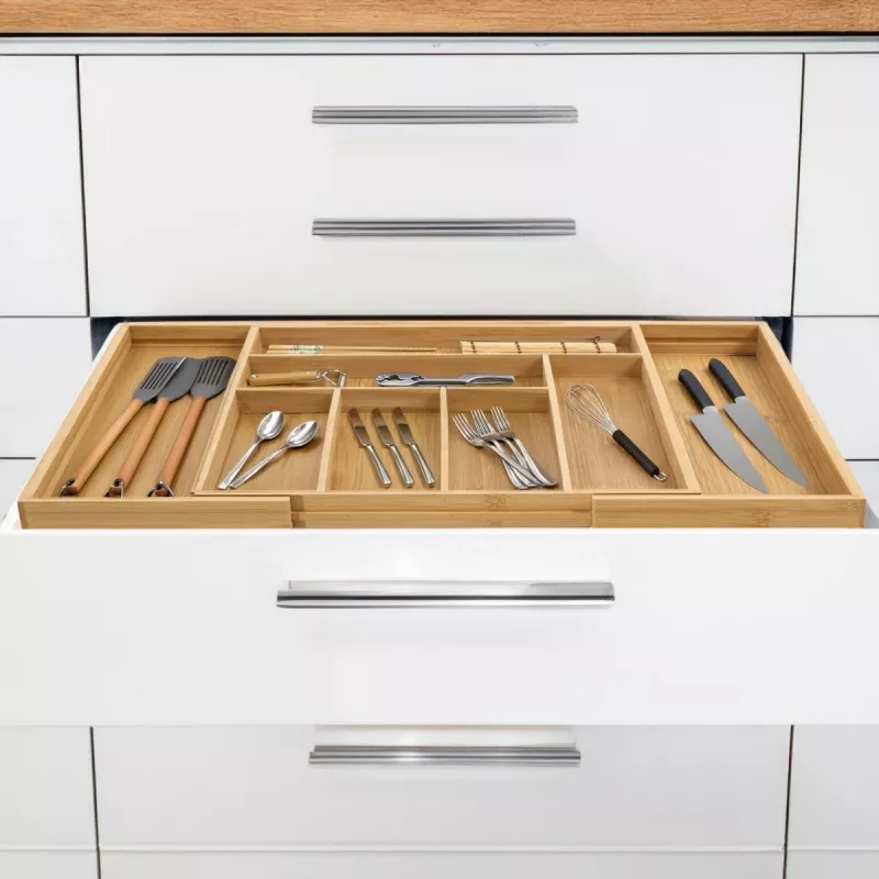 Organizer per cassetto posate GreenBlue GB379 inserto in bambù con scomparti, superficie naturale