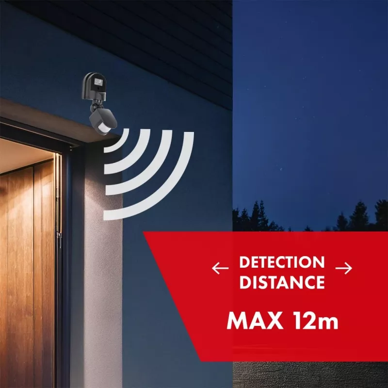 Maclean MCE25 GR sensore di movimento e crepuscolare a parete 180°, max. 1200W, grigio