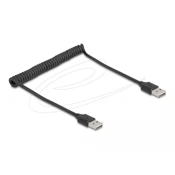 Cavo a spirale DeLOCK EASY-USB 2.0 Type-A maschio su Type-A maschio 0,5 m fino a 0,8 m nero