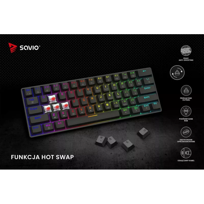SAVIO BLACKOUT X2 tastiera meccanica OUTEMU Red, Hot Swap