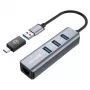 Hub USB GRAUGEAR G-HUB31L-A — host USB 3.2 Gen 1 Type-A, 3 porte USB 3.2 Gen 1 Type-A + RJ-45, 5000 Mbit/s