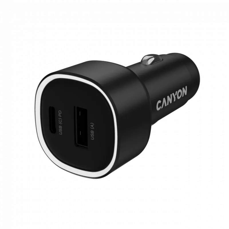 CANYON Caricabatterie auto OnDrive 48 PD 48W USB-A+USB-C nero