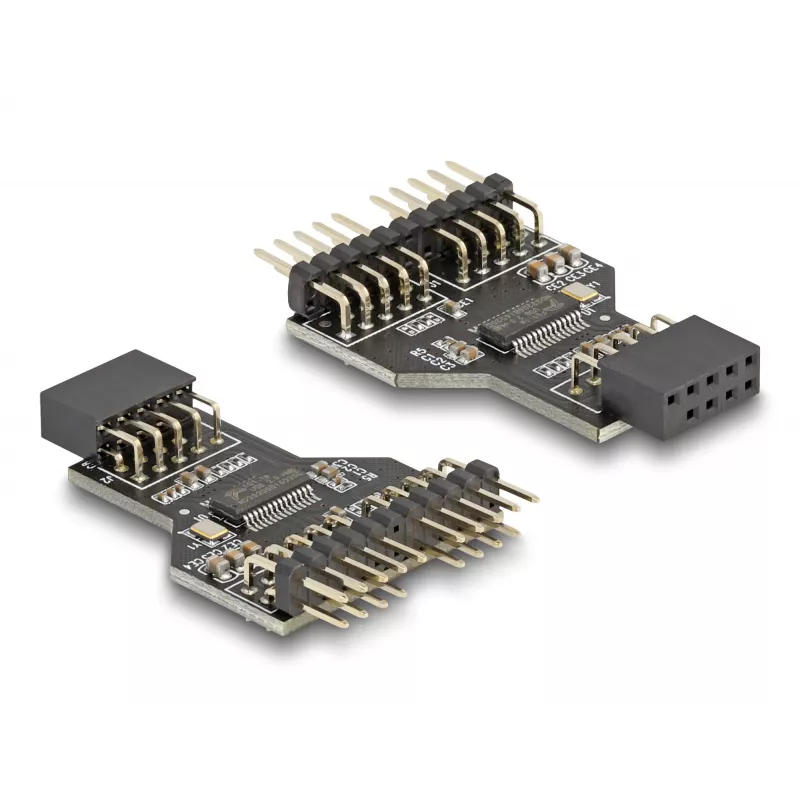 DeLOCK 60045 Adattatore per cavo 9 pin USB 2.0 2 x header 9 pin nero
