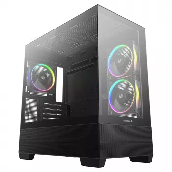 Case PC Midi Tower DeepCool CG380 3F – nero, 235×437×451 mm, supporta 2x120 mm laterali + 1x120 mm posteriori, alimentatore in basso, HDD 2,5