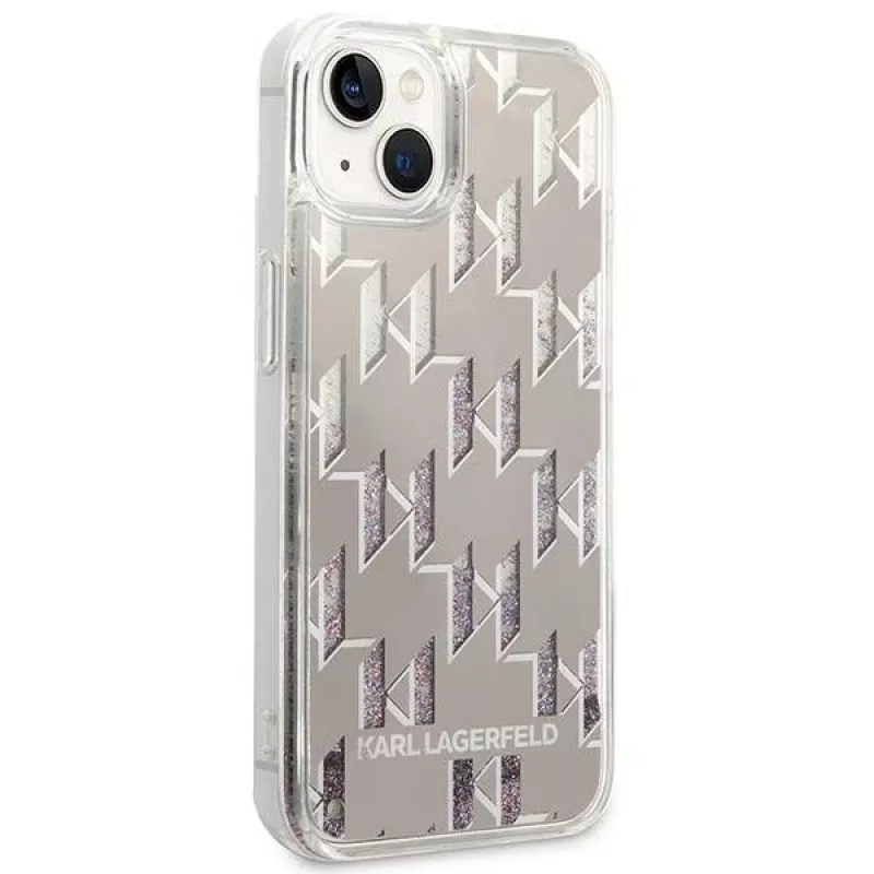 Karl Lagerfeld KLHCP14MLMNMS iPhone 14 Plus 6.7 custodia rigida argento / argento Liquid Glitter Monogram