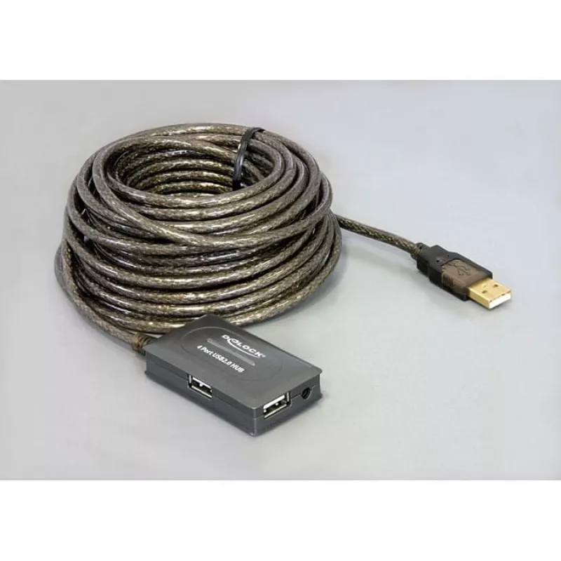 Cavo di prolunga USB2.0 DeLock 10m attivo con hub 4 porte - hub - 4 x USB2.0 (82748)