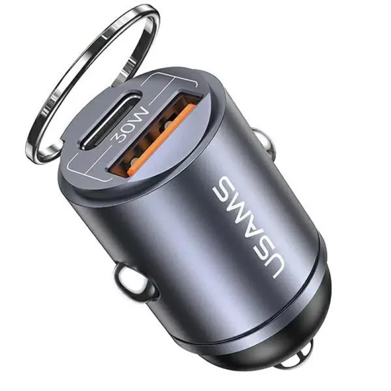 Caricabatterie da auto usams C38 30W — 1x USB-A + 1x USB-C ricarica rapida
