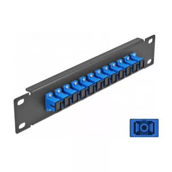 Patch panel fibra ottica DeLOCK 10 pollici 12 porte SC simplex blu 1U nero