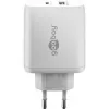 Caricabatterie rapido duale USB-C, PD, GaN, 65 Watt (bianco, 1x USB-C, 1x USB-A, Power Delivery)
