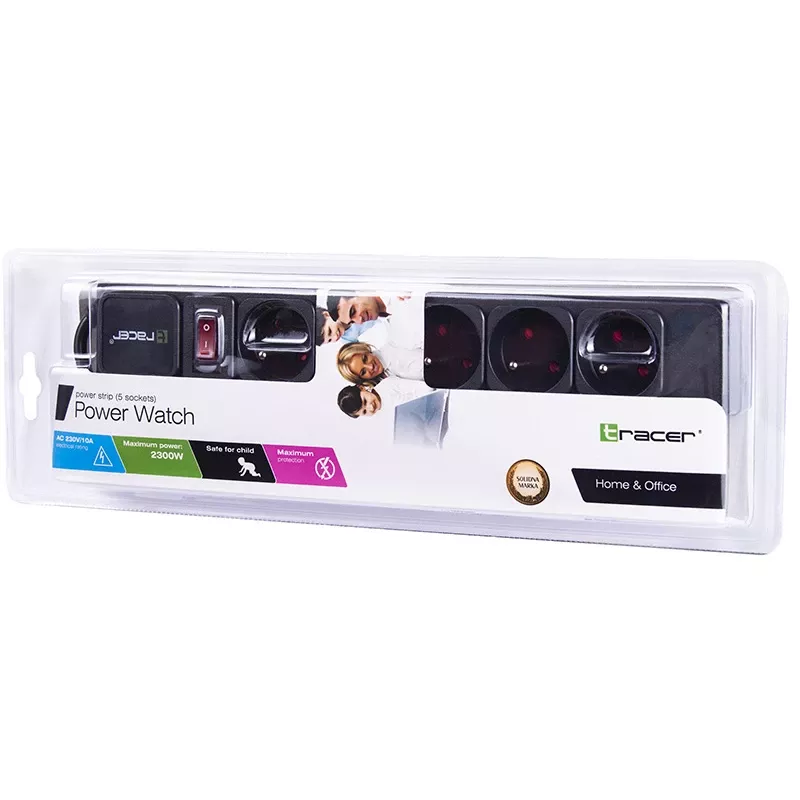 Tracer PowerGear nero 5 prese AC 1,5 m 2300 W