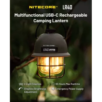 Lanterna da campeggio USB Nitecore LR40 100 lm oliva