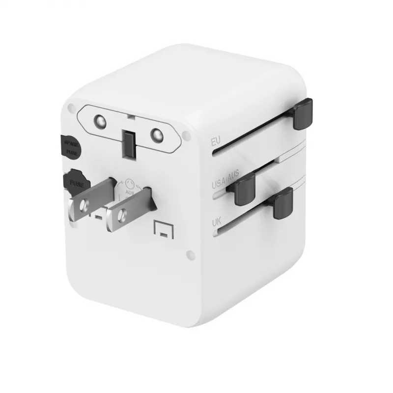 Alimentatore da viaggio GEMBIRD TPA-1A2C20-01-W — 20 W, USB-A (18 W) + 2× USB-C (20 W), spina tipo E, bianco