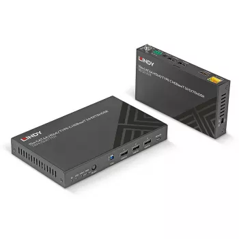 Lindy 70m Cat.6A HDMI 4K60 e Type C HDBaseT 3.0 extender KVM