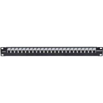 Intellinet Patch Panel, Cat6, UTP, 24 porte, 1U, funzione di blocco, guida di posa LSA top-entry, nero