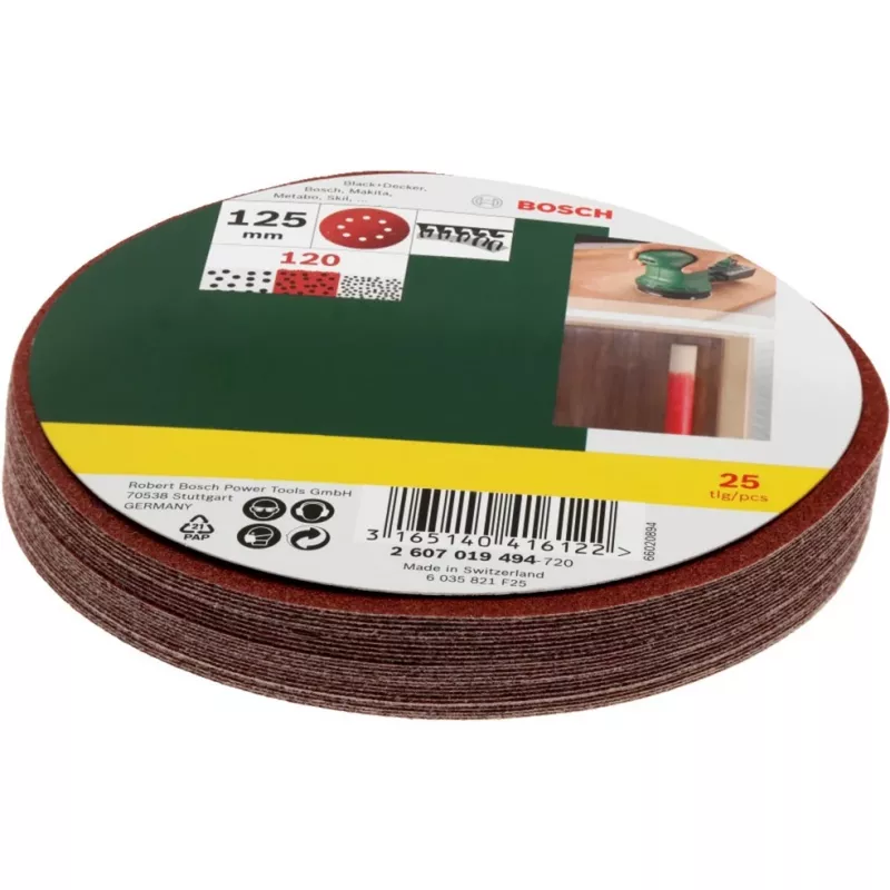 Set accessori levigatura Bosch 2 607 019 494 — confezione da 25 fogli abrasivi/accessori