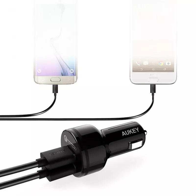 CC-T8 caricabatterie auto ultra rapido 2xUSB 3.0 6A 36W + cavo Micro-USB 1 m