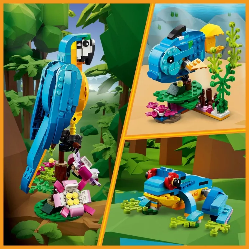 LEGO set da costruzione Pappagallo esotico 31136 — modello da esposizione Creator, 253 pezzi, 220×120×110 mm