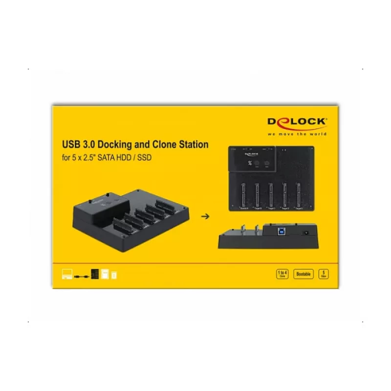 Docking station DeLOCK USB 5 Gbps 64098 per 5 x HDD/SSD SATA da 2,5 pollici
