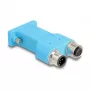 DELOCK D-Sub 9 femmina su 2× M12 5 poli codifica A splitter CAN-Bus 180° blu