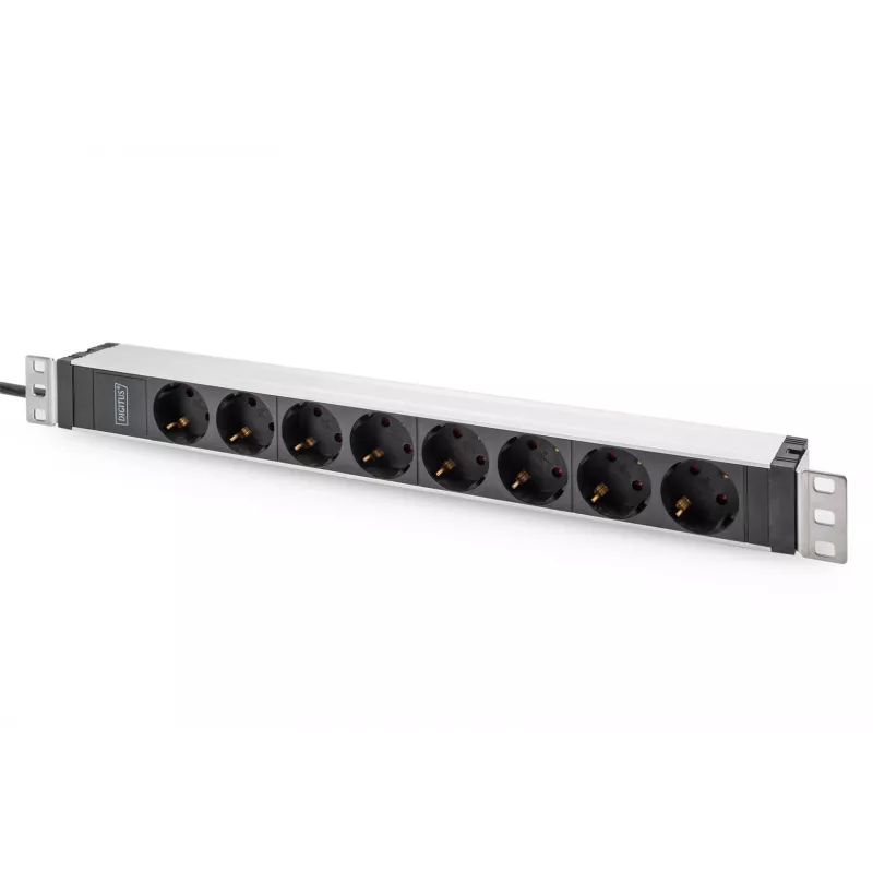 Ciabatta Digitus con profilo in alluminio, 8 prese di sicurezza, cavo 2 m, connettore maschio IEC C20