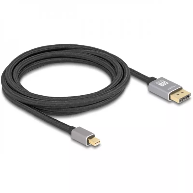 Delock - cavo DisplayPort - Mini DisplayPort (M) a DisplayPort (M) - DisplayPort 1.4 - 3,0 m - supporta 8K 60 Hz - nero, grigio (81093)