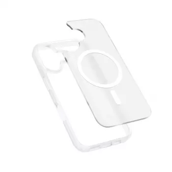 Custodia Crong Hybrid Matte Magnetic MagSafe per iPhone 17 – bianco traslucido, PC+TPU