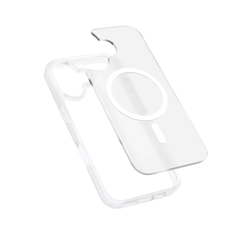Custodia Crong Hybrid Matte Magnetic MagSafe per iPhone 17 – bianco traslucido, PC+TPU